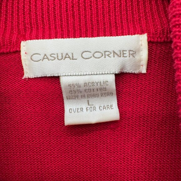 Vtg Casual Corner Sweater Womens Red Short Sleeve Mock Neck Pullover Size L - Picture 4 of 10